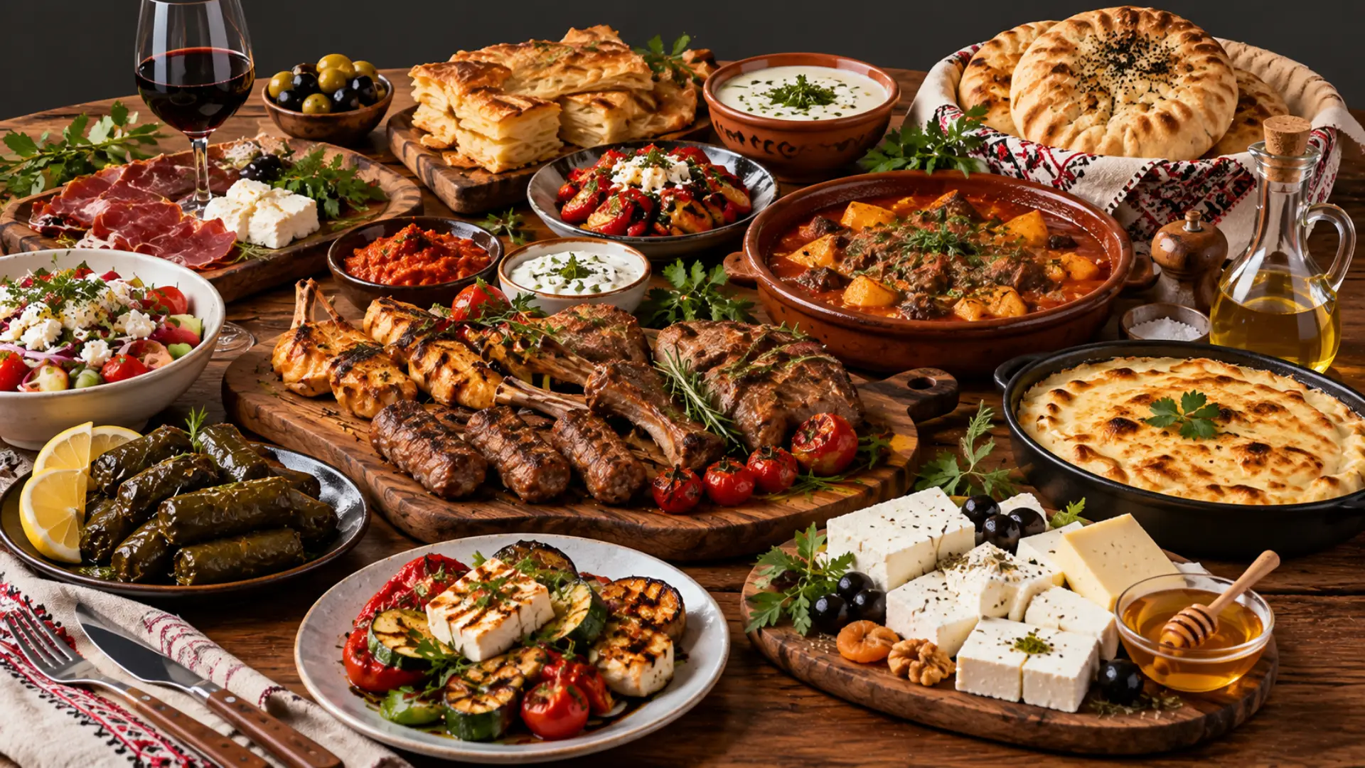 Tryezë shqiptare ku gatimet tradicionale paraqiten me stil modern
